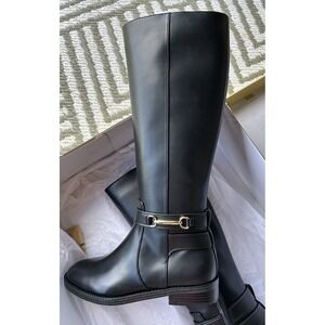 New In Box $248 CARSON Horse-bit FLAT BOOT FAUX LEATHER BOOTS 8M